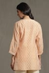 Shop_Ritu Kumar_Peach Round Geometric Pattern Short Kurta _at_Aza_Fashions