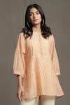 Ritu Kumar_Peach Round Geometric Pattern Short Kurta _Online_at_Aza_Fashions