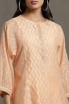 Shop_Ritu Kumar_Peach Round Geometric Pattern Short Kurta _Online_at_Aza_Fashions