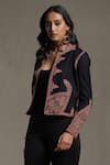 Buy_Ritu Kumar_Black Wool Embroidered Floral Open Front Jacket _Online_at_Aza_Fashions