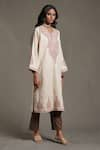 Buy_Ritu Kumar_Off White Wool Embroidered Dori Notched Work Kaftan With Inner _at_Aza_Fashions