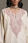 Shop_Ritu Kumar_Off White Wool Embroidered Dori Notched Work Kaftan With Inner _Online_at_Aza_Fashions