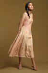 Buy_Ritu Kumar_Beige Printed Floral Round Tiered Dress _Online_at_Aza_Fashions