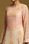 Ritu Kumar_Beige Printed Floral Round Tiered Dress _at_Aza_Fashions