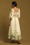 Shop_Ritu Kumar_Off White 100% Cotton Printed Floral Notched Floret Puff Sleeve Dress _at_Aza_Fashions