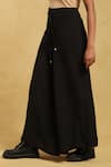 Buy_Ritu Kumar_Black 80% Cotton 20% Silk Pleated Waistband Palazzo _Online_at_Aza_Fashions