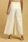 Shop_Ritu Kumar_Off White 80% Cotton Pleated Waistband Solid Palazzo _at_Aza_Fashions