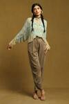 Buy_Ritu Kumar_Green Cotton Viscose Twill Solid Ankle-length Pant _at_Aza_Fashions