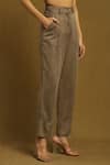 Shop_Ritu Kumar_Green Cotton Viscose Twill Solid Ankle-length Pant _Online_at_Aza_Fashions