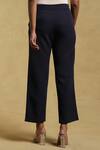 Shop_Ritu Kumar_Blue 95% Polyester 5% Spandex Solid Straight-fit Pant_at_Aza_Fashions