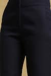 Ritu Kumar_Blue 95% Polyester 5% Spandex Solid Straight-fit Pant_at_Aza_Fashions