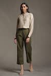 Buy Ritu Kumar Green 95% Polyester 5% Spandex Straight-fit Pant at Aza Fashions Buy_Ritu Kumar_Green 95% Polyester 5% Spandex Straight-fit Pant_at_Aza_Fashions