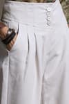 Shop_Ritu Kumar_Beige 100% Polyester Solid Flared Pant _Online_at_Aza_Fashions