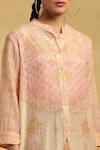 Shop_Ritu Kumar_Beige Printed Floral Mandarin Collar Floret Long Shirt _Online_at_Aza_Fashions