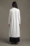 Shop_Ritu Kumar_White 100 % Cotton Embroidery Thread Band Collar Placement Kurta And Palazzo Set _at_Aza_Fashions