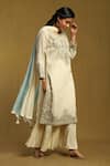 Buy_Ritu Kumar_Off White 100% Cotton Embroidery Thread Floral Patchwork Kurta Palazzo Set _Online_at_Aza_Fashions