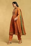 Ritu Kumar_Orange Anarkali Cotton 100s Voile Print Paisley Round Neck Vine Set _Online_at_Aza_Fashions