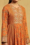 Shop_Ritu Kumar_Orange Anarkali Cotton 100s Voile Print Paisley Round Neck Vine Set _Online_at_Aza_Fashions