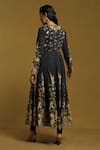 Shop_Ritu Kumar_Black Cotton Voile Print Blooming Floral Round Neck Anarkali Set _at_Aza_Fashions