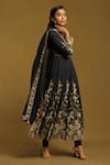 Buy_Ritu Kumar_Black Cotton Voile Print Blooming Floral Round Neck Anarkali Set _Online_at_Aza_Fashions