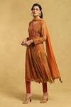 Buy Ritu Kumar Orange Viscose, Chiffon, Lycra Botanical A-line Kurta Set Online at Aza Fashions Buy_Ritu Kumar_Orange Viscose, Chiffon, Lycra Botanical A-line Kurta Set_Online_at_Aza_Fashions