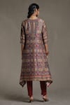 Shop_Ritu Kumar_Beige Silk Printed Floral Notched Kurta Set _at_Aza_Fashions