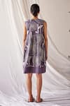 Shop_Kharakapas_Grey Mul-cotton Printed Round Riptide Dress  _at_Aza_Fashions