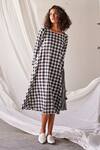 Buy_Kharakapas_Black Mul-cotton Checkered Round Happy Space Dress  _at_Aza_Fashions