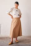 Buy_Kharakapas_Brown Heavy Weight Twill Feeling Beachy Skirt  _at_Aza_Fashions