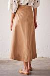 Shop_Kharakapas_Brown Heavy Weight Twill Feeling Beachy Skirt  _at_Aza_Fashions