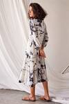 Kharakapas_White Mul Cotton Tie Dye Round Summer Solstice Dress  _Online_at_Aza_Fashions