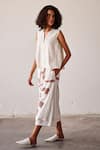 Buy_Kharakapas_Off White Mul Cotton Printed Floral Lino Butterscotch Skort  _Online_at_Aza_Fashions