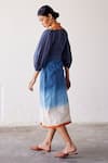 Shop_Kharakapas_Blue Mul Cotton Tie-dyed Shibori Hop Scotch Dip-dyed Tiered Dress  _at_Aza_Fashions