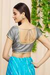 Shop_Samyukta Singhania_Grey Art Silk Plain U Neck Blouse _at_Aza_Fashions