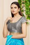 Buy_Samyukta Singhania_Grey Art Silk Plain U Neck Blouse _Online_at_Aza_Fashions