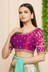 Shop_Nazaakat by Samara Singh_Pink Silk Embroidered Floral Round Blouse_Online_at_Aza_Fashions