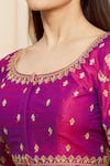 Buy_Nazaakat by Samara Singh_Pink Silk Embroidered Floral Round Blouse