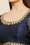 PAC FASHION CLOTHING_Blue Art Silk Embroidered Round Neck Blouse _at_Aza_Fashions