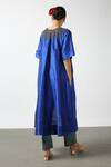 Shop_Latha Puttanna_Blue Raw Silk Embroidery Glass Bead Round Tunic _at_Aza_Fashions