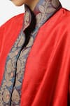 Latha Puttanna_Red Silk Embroidery Bandeau Neck Raw Floral Phiran Top _Online_at_Aza_Fashions