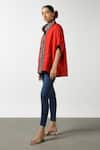 Buy_Latha Puttanna_Red Silk Embroidery Bandeau Neck Raw Floral Phiran Top _Online_at_Aza_Fashions