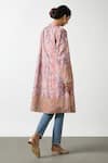 Shop_Latha Puttanna_Pink Hand Woven Silk Embroidered Collar Long Coat  _at_Aza_Fashions