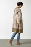 Shop_Latha Puttanna_Beige Hand Woven Silk Embroidered Collar Coat  _at_Aza_Fashions
