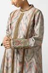 Buy_Latha Puttanna_Beige Hand Woven Silk Embroidered Collar Coat  _Online_at_Aza_Fashions