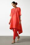 Buy Latha Puttanna Red Raw Silk Embroidered Mirror Round Asymmetric Kurta And Pant Set Online at Aza Fashions Buy_Latha Puttanna_Red Raw Silk Embroidered Mirror Round Asymmetric Kurta And Pant Set _Online_at_Aza_Fashions