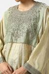 Buy_Latha Puttanna_Green Banaras Silk Tissue Embroidered Bead Round Kurta And Pant Set _Online_at_Aza_Fashions