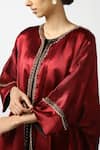 Buy_Latha Puttanna_Red Modal Silk Embroidered Ikat Round Long Jacket  _Online_at_Aza_Fashions