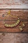 Shop_Kohar By Kanika_Red Kundan And Stone Embellished Choker Set_at_Aza_Fashions