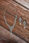 Shop_Kohar By Kanika_Grey Faux Diamonds And Stone Studded Pendant Necklace Set_at_Aza_Fashions