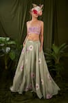 Buy_Pooja Bagaria_Green Printed Windflower Flared Skirt  _at_Aza_Fashions